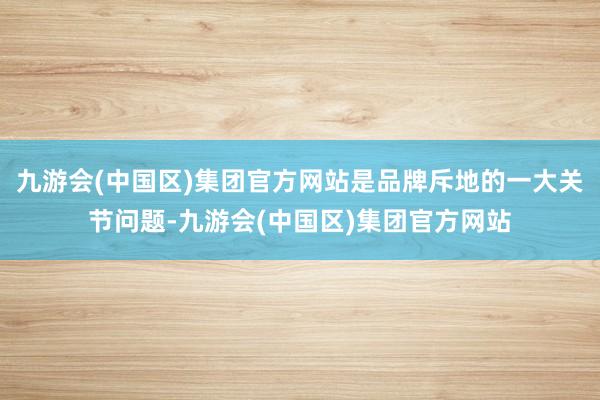 九游会(中国区)集团官方网站是品牌斥地的一大关节问题-九游会(中国区)集团官方网站